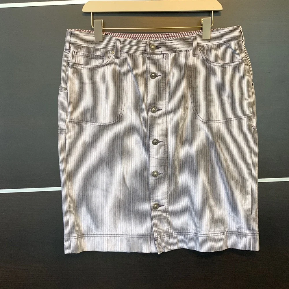 Patagonia Railroad Stripe Organic Cotton Button Down Front Skirt